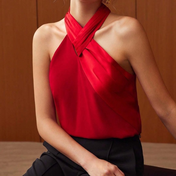 Classic Satin Halter Solid Tank Top - Picture 8 of 11